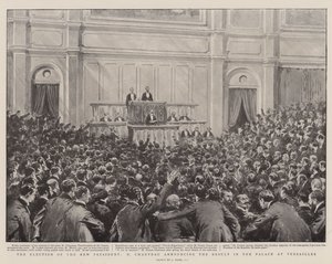 De Verkiezing van de Nieuwe President, M Chauveau kondigt de Uitslag aan in het Paleis van Versailles
